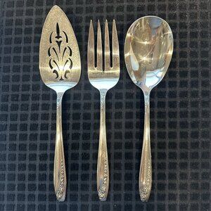 Wm Rogers IS Precious Mirror Silverplate 3 Pc Serving Set Fork Spoon Pie Server